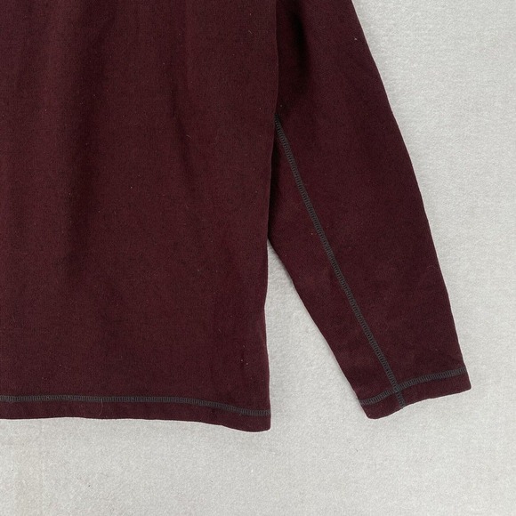 Eddie Bauer Sweater Mens LG TALL Burgandy Fleece Pullover 1/4 Zip Outdoor Casual - Picture 8 of 14